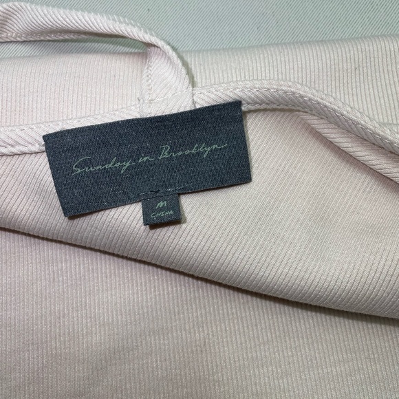 Anthropologie Sunday In Brooklyn Ribbed One Shoulder Top In Beige Size Medium - Picture 10 of 12